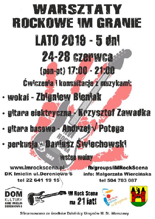 Warsztaty Rockowe iM Granie - LATO 2019